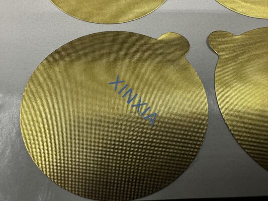 Quality Gold Embossed Aluminum Foil Self-Adhesive Sealing Liners for Aluminum Coffee Cans and Tea Tins factory